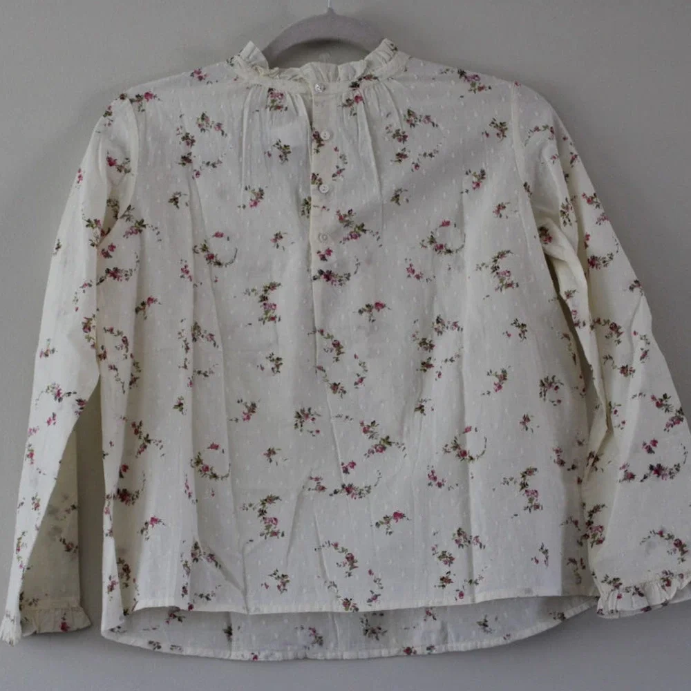 NWT Bonpoint Girl's‎ Felicite Long Sleeve Swiss Dot Floral Print Blouse Top 12
